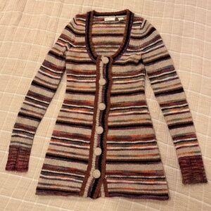 Anthropologie Multicolor Striped Wool Blend Cardigan Sweater